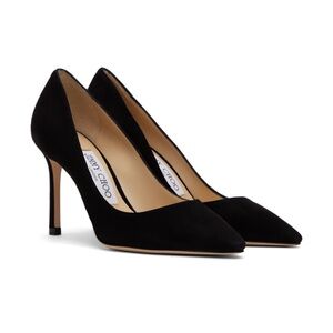 Jimmy Choo Black Suede Romy 85 Pointed Pumps